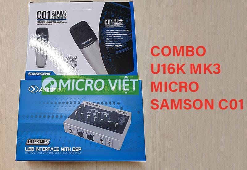 Bộ combo hát livestream U16k Mk3 micro Samson C01 1 Combo hát autotune U16k mk3 micro samson C01